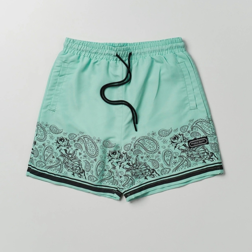 Reason Brand Luca Green Shorts Bandana Print Size Medium NWT BA-2766